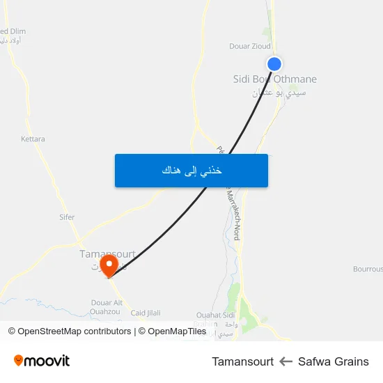 Safwa Grains to Tamansourt map
