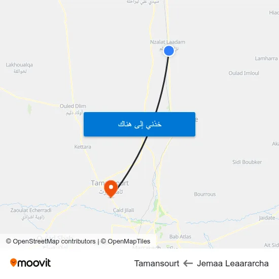 Jemaa Leaararcha to Tamansourt map
