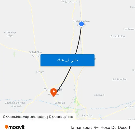 Rose Du Désert to Tamansourt map