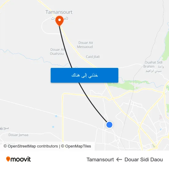 Douar Sidi Daou to Tamansourt map