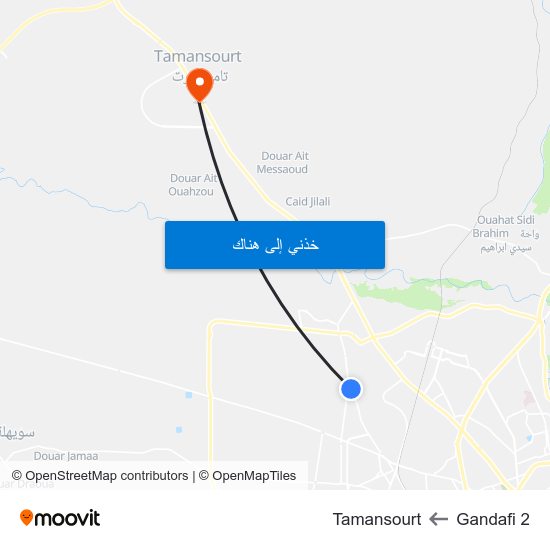 Gandafi 2 to Tamansourt map