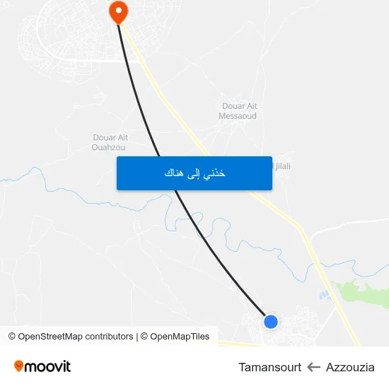 Azzouzia to Tamansourt map
