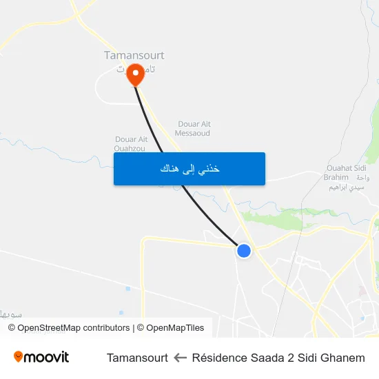Résidence Saada 2 Sidi Ghanem to Tamansourt map