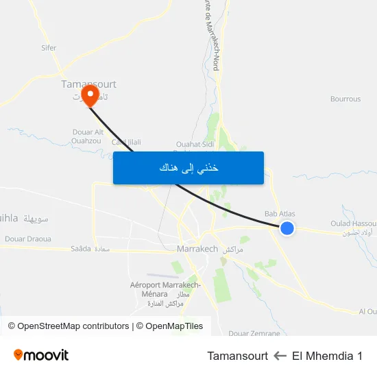 El Mhemdia 1 to Tamansourt map