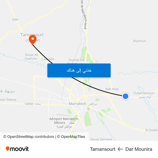Dar Mounira to Tamansourt map