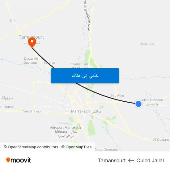 Ouled Jallal to Tamansourt map