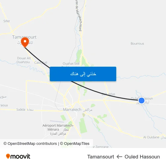 Ouled Hassoun to Tamansourt map