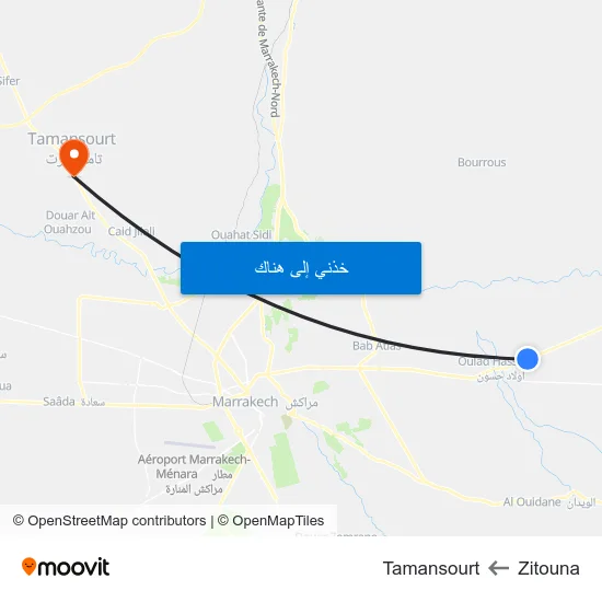Zitouna to Tamansourt map