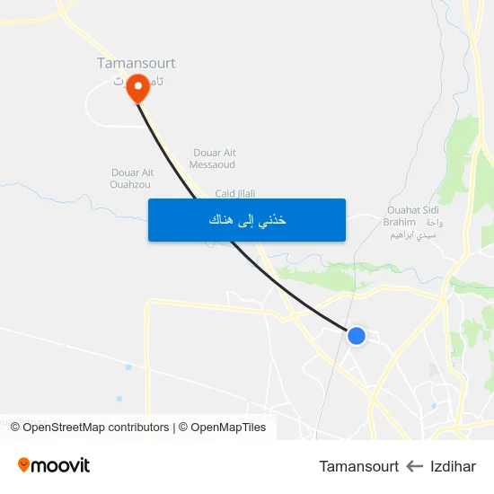 Izdihar to Tamansourt map