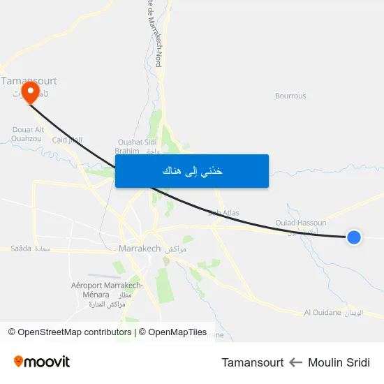Moulin Sridi to Tamansourt map