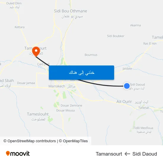 Sidi Daoud to Tamansourt map