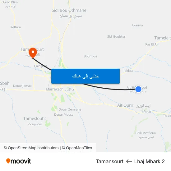 Lhaj Mbark 2 to Tamansourt map