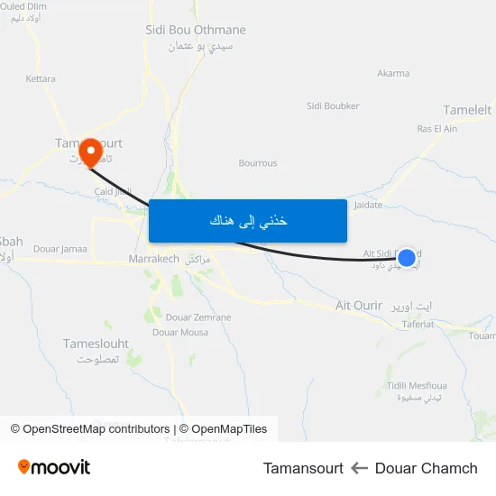 Douar Chamch to Tamansourt map