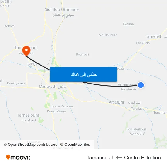 Centre Filtration to Tamansourt map