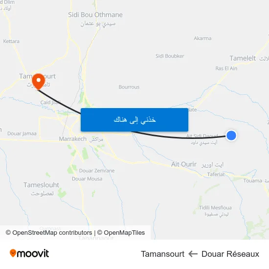 Douar Réseaux to Tamansourt map