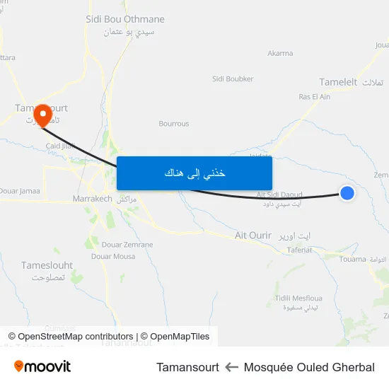 Mosquée Ouled Gherbal to Tamansourt map