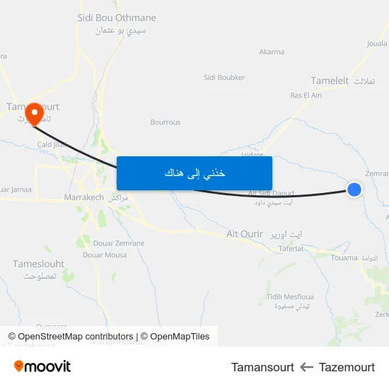Tazemourt to Tamansourt map