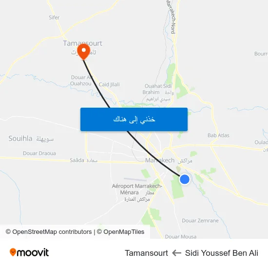 Sidi Youssef Ben Ali to Tamansourt map