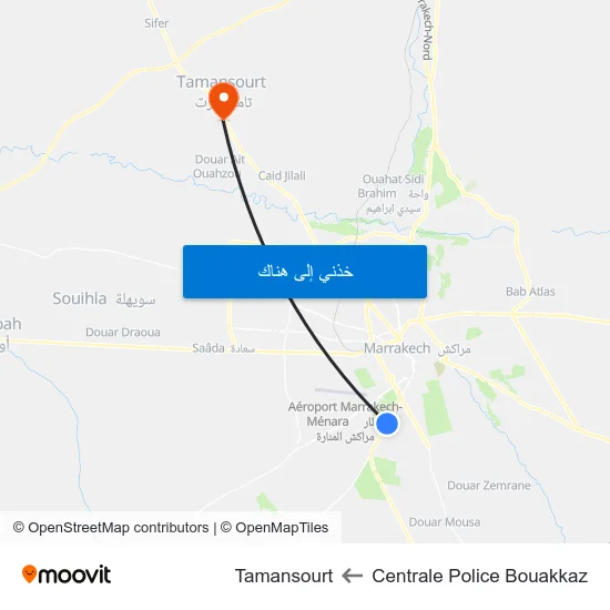 Centrale Police Bouakkaz to Tamansourt map