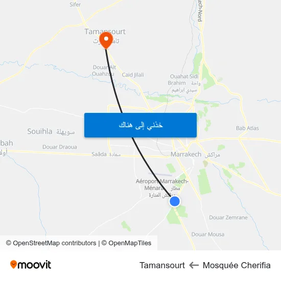 Mosquée Cherifia to Tamansourt map