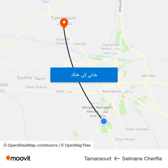 Selmane Cherifia to Tamansourt map