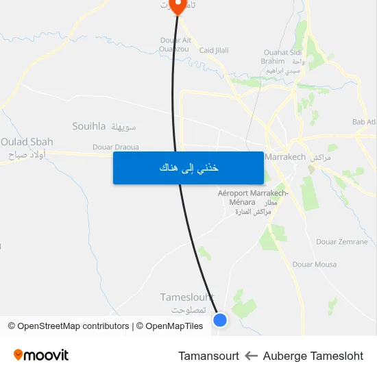 Auberge Tamesloht to Tamansourt map