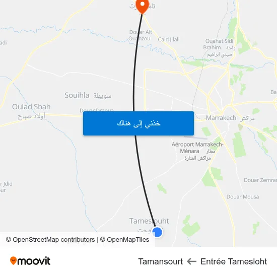 Entrée Tamesloht to Tamansourt map