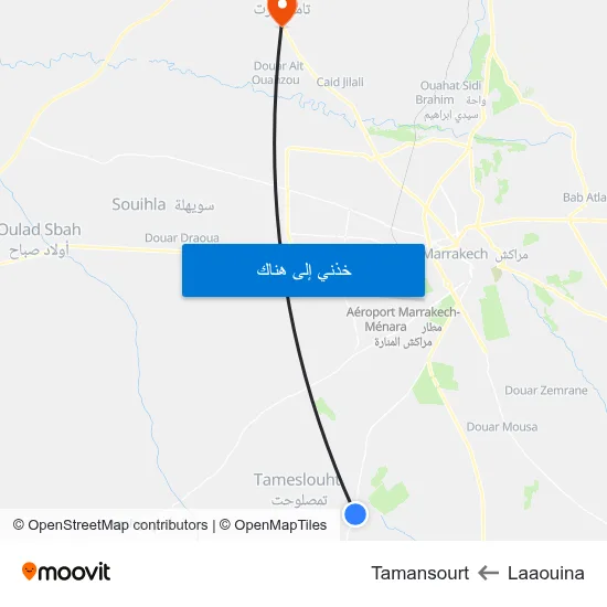 Laaouina to Tamansourt map