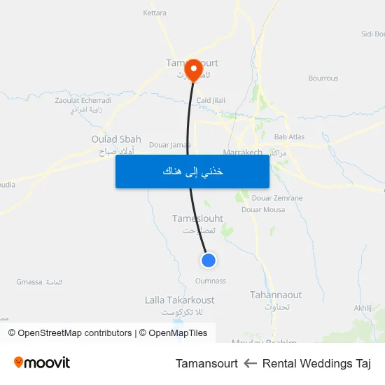 Rental Weddings Taj to Tamansourt map