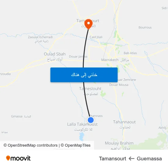 Guemassa to Tamansourt map