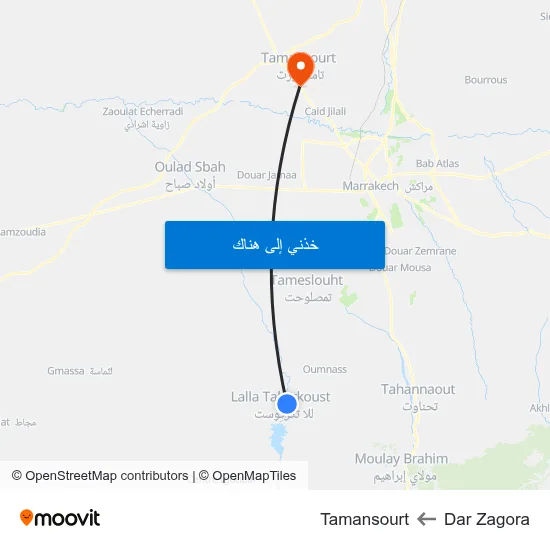 Dar Zagora to Tamansourt map