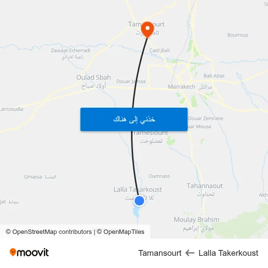 Lalla Takerkoust to Tamansourt map