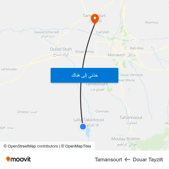 Douar Tayzilt to Tamansourt map