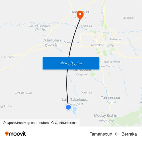 Berraka to Tamansourt map