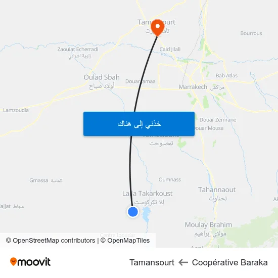 Coopérative Baraka to Tamansourt map