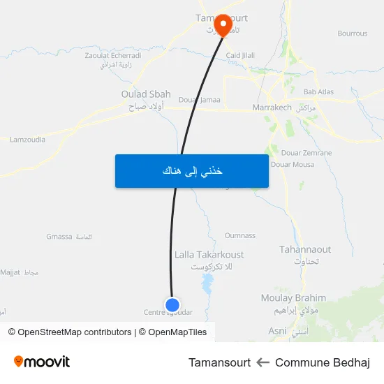 Commune Bedhaj to Tamansourt map