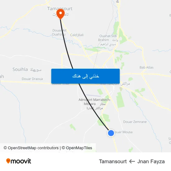 Jnan Fayza to Tamansourt map