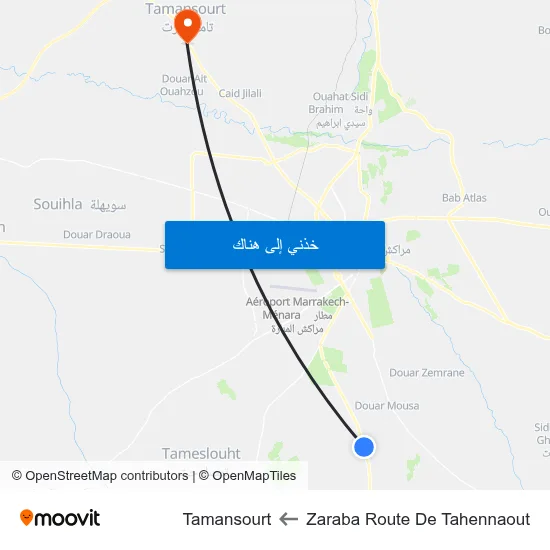 Zaraba Route De Tahennaout to Tamansourt map