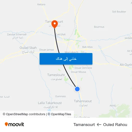 Ouled Rahou to Tamansourt map