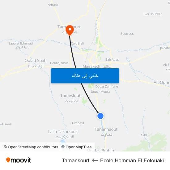 Ecole Homman El Fetouaki to Tamansourt map