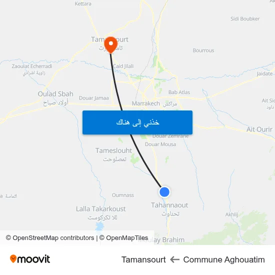 Commune Aghouatim to Tamansourt map
