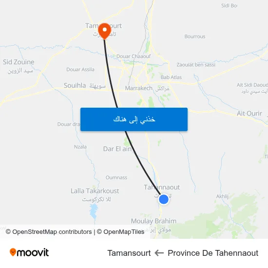 Province De Tahennaout to Tamansourt map