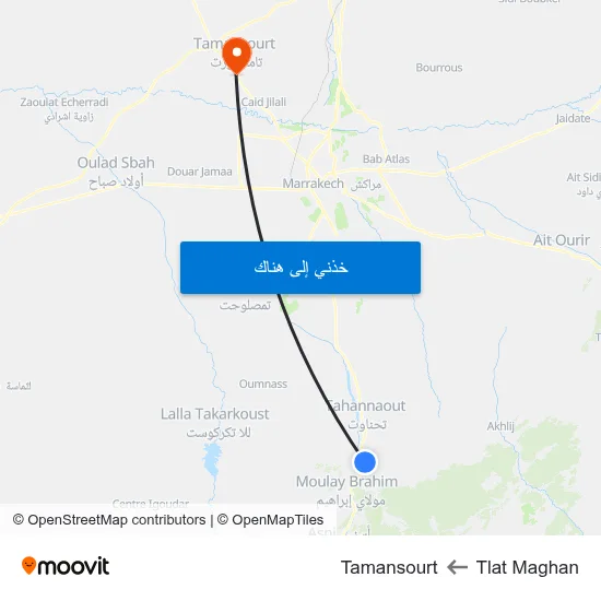 Tlat Maghan to Tamansourt map