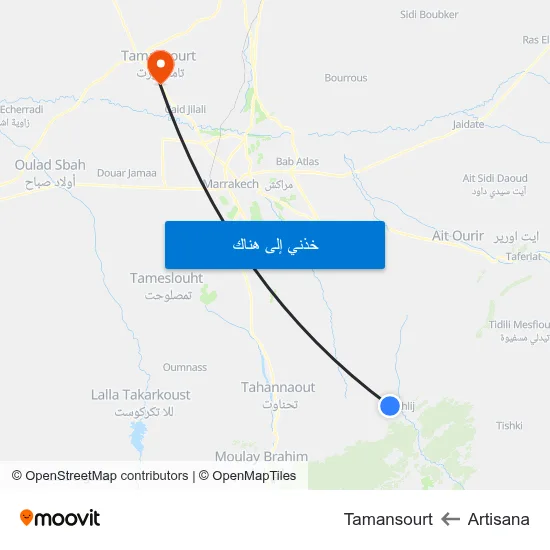 Artisana to Tamansourt map