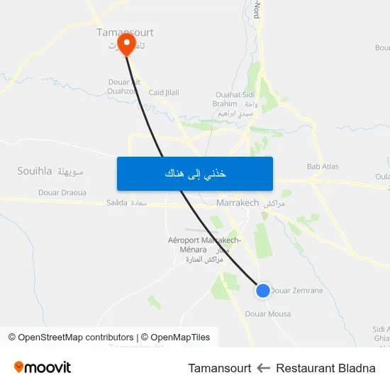 Restaurant Bladna to Tamansourt map