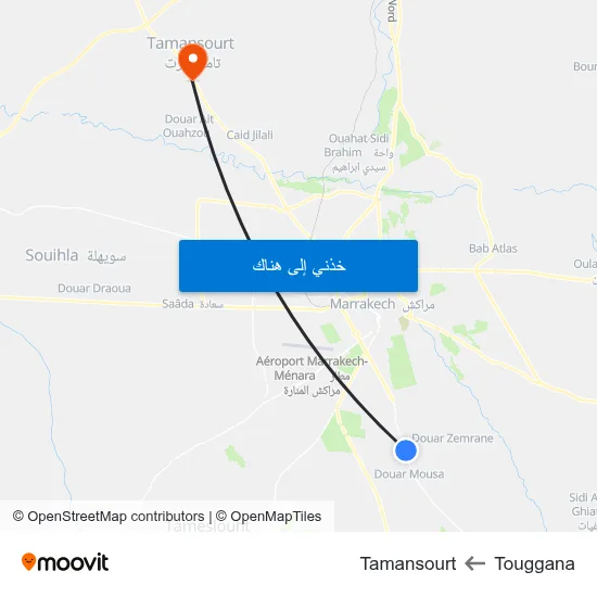Touggana to Tamansourt map