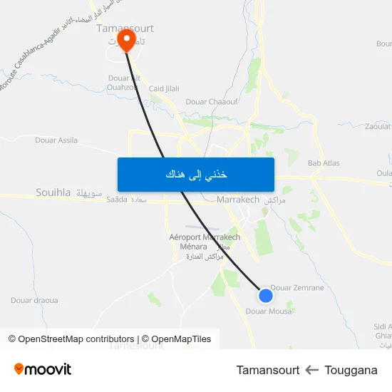 Touggana to Tamansourt map