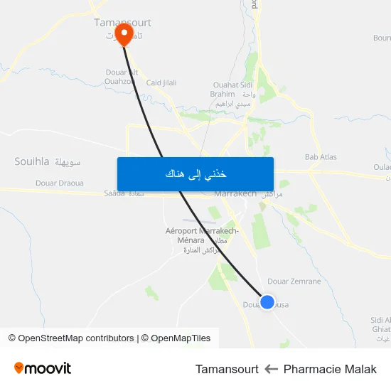 Pharmacie Malak to Tamansourt map