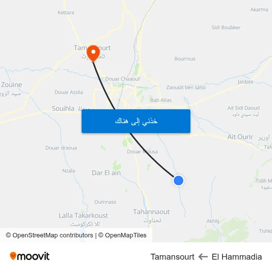 El Hammadia to Tamansourt map