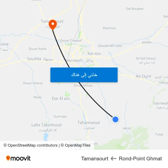 Rond-Point Ghmat to Tamansourt map